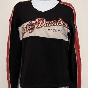 VTG Bikercore Moto-chic Racing Harley-Davidson Long-sleeved Women's Top size Med